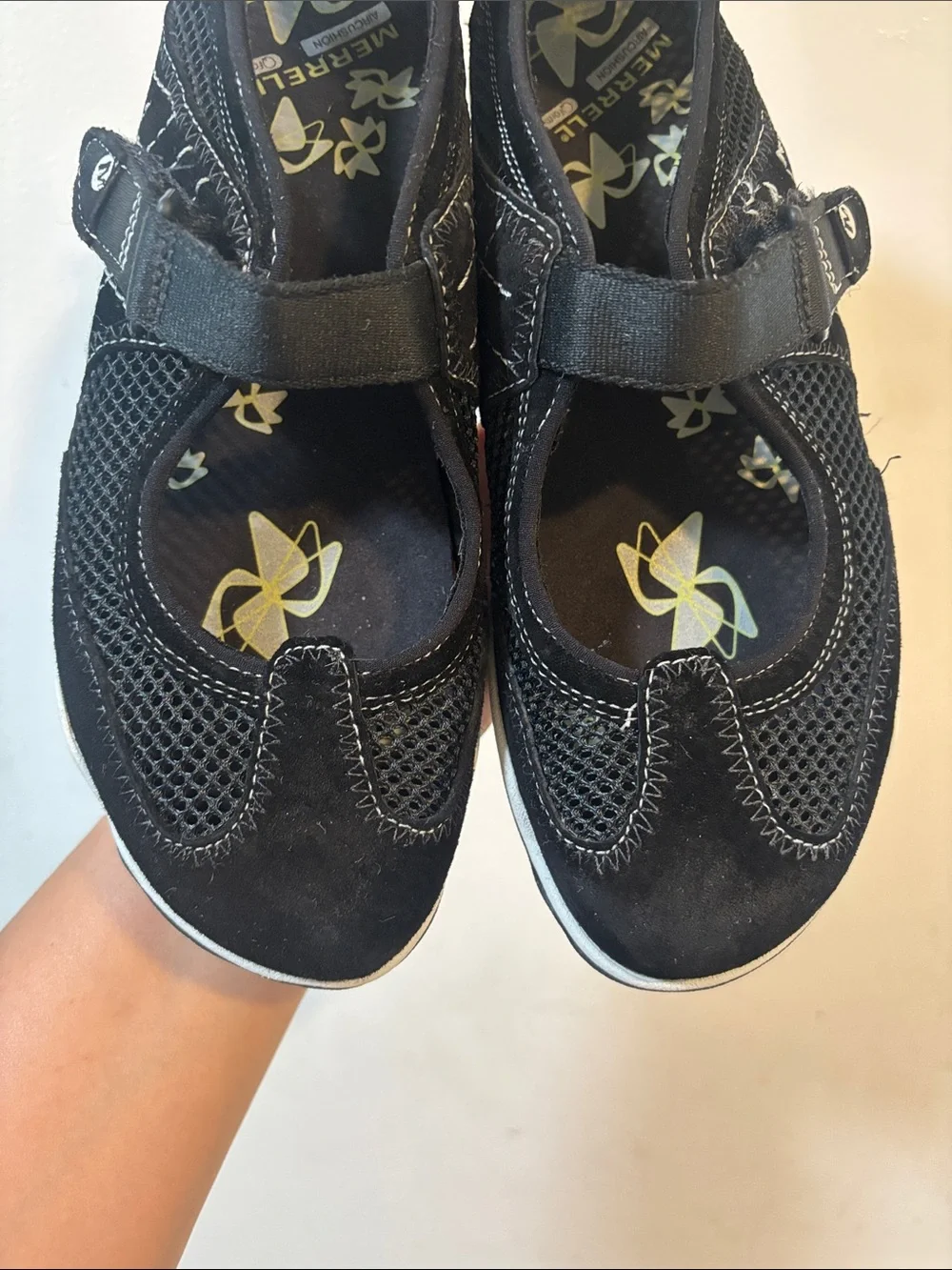 Merrell Black Mesh Mary Jane Flats with Adjustable Strap